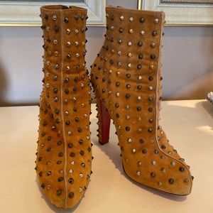 Christian Louboutin Studded Suede Booties